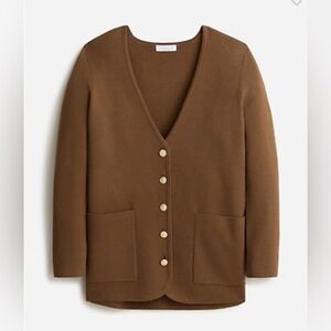 J.Crew Giselle V-neck Wool Blend Sweater-Blazer,Brown- M